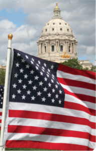 State Capitol and U.S. flag