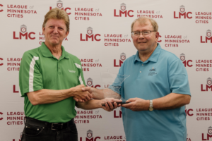Rick Schultz and Ron Johnson are pictured at the May LMC Board of Directors meeting.