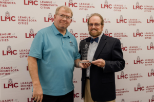 Ron Johnson and Jeff Pilon are pictured at the May LMC Board of Directors meeting.