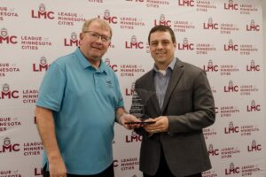 Ron Johnson and Matt Stemwedel are pictured at the May LMC Board of Directors meeting.