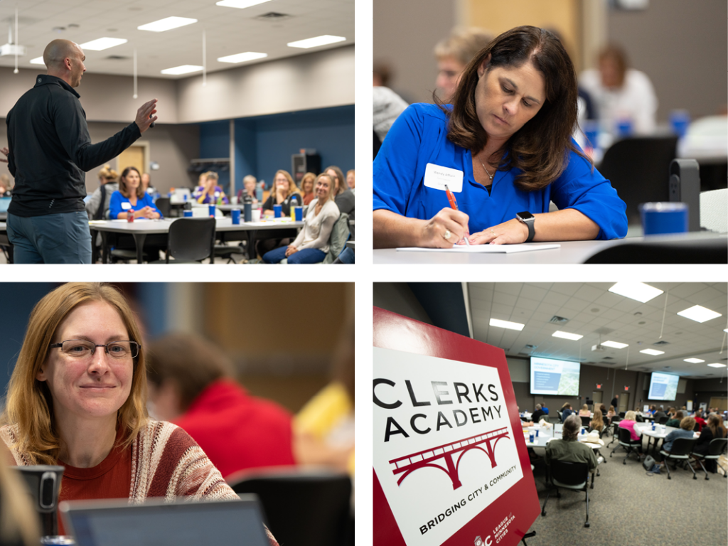 A collage of clerks from the 2023 clerks academy. 