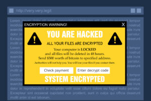 Ransomware encryption lock virus. Internet fraud. Online security problem.