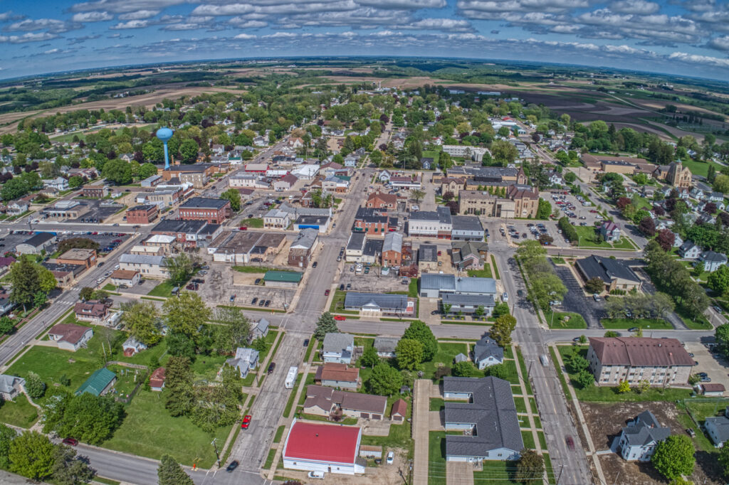 Aerial View of the Minnesota town of Caledonia