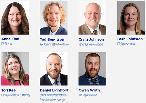 League of Minnesota Intergovernmental Relations team, Anne Finn, Ted Bengtson, Craig Johnson, Beth Johnston, Tori Kee, Daniel Lightfoot, Owen Wirth