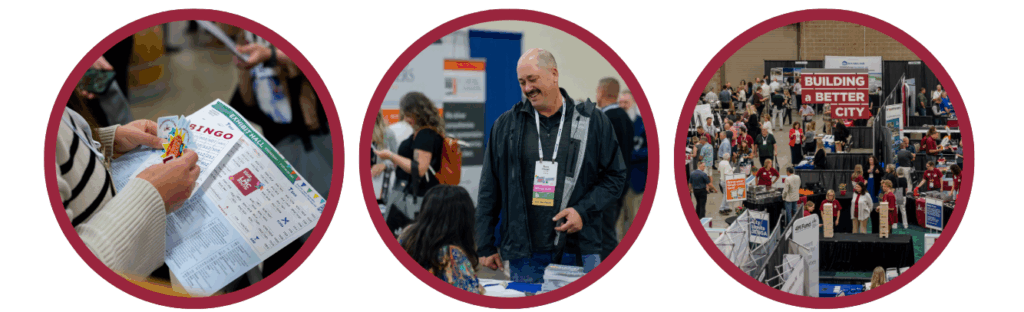 Photos of exhibit hall attendees