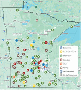 A map of Grant Navigator projects in Minnesota.