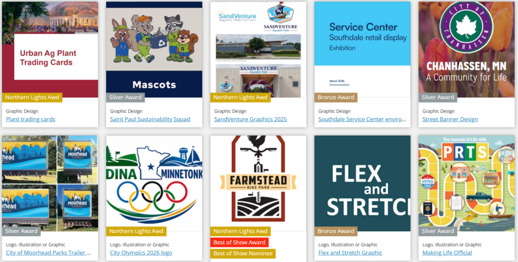 Screenshot of the 2026 MAGC Northern Lights Award gallery