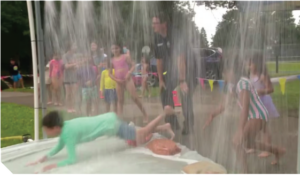 Kids having fun at a water park.