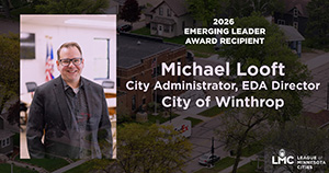 Emerging Leader Award video screen.